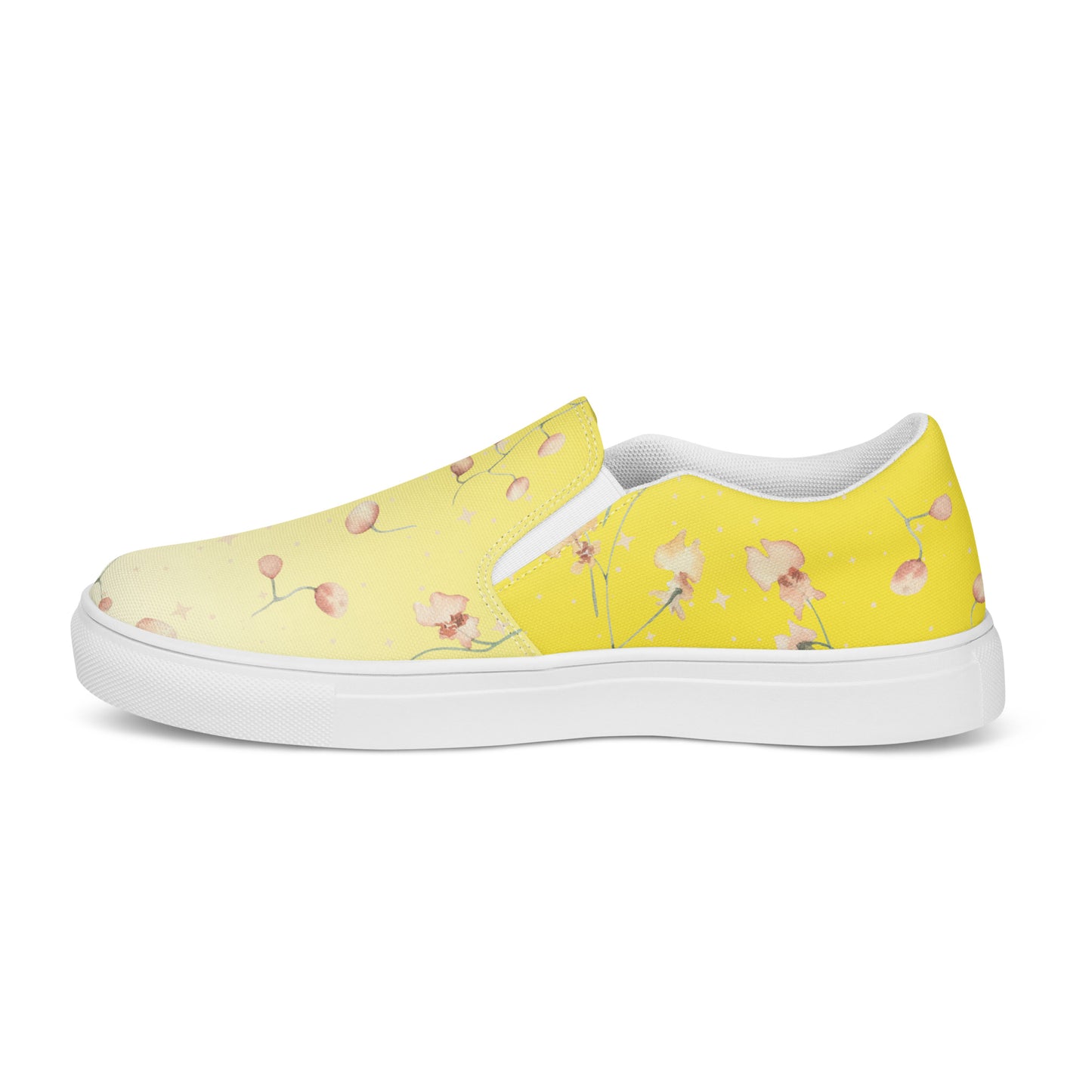 Yellow Botanical Flower Star Women’s Slip-on Canvas Shoes