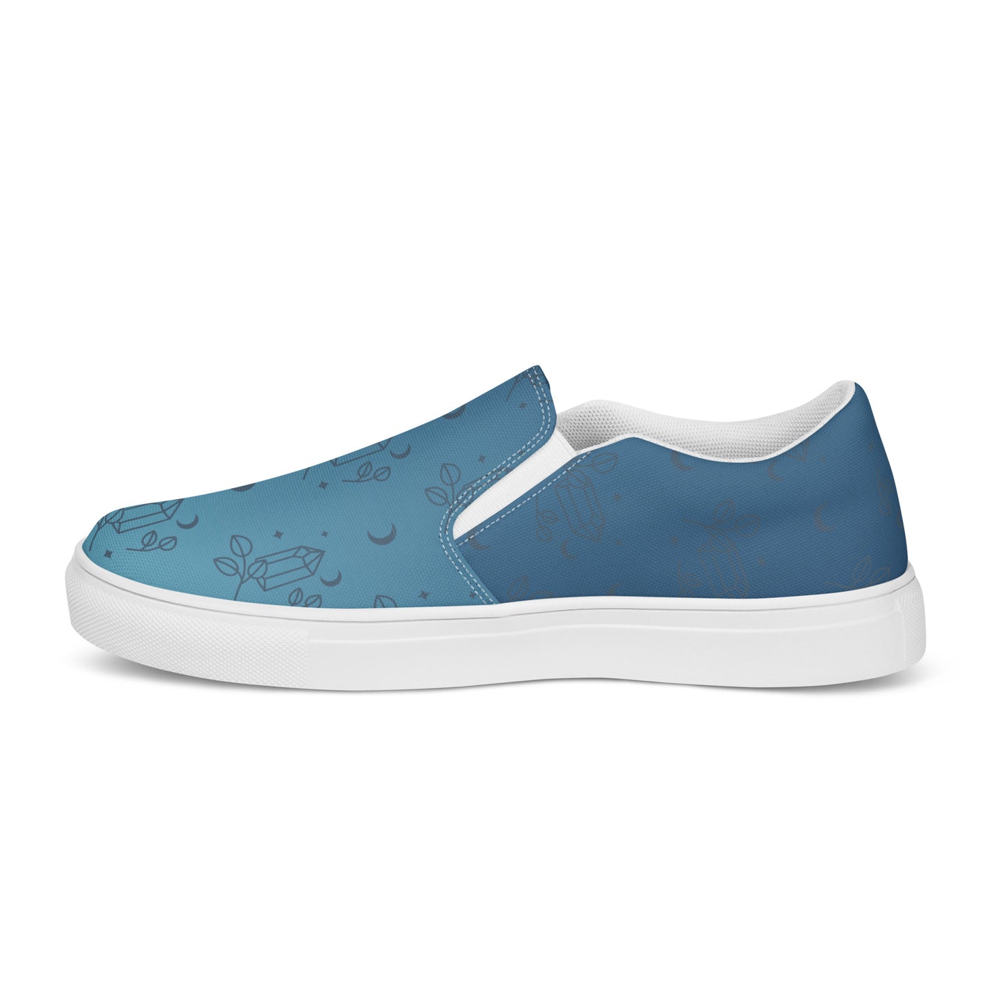 Blue Gradient Crystal Moon Women’s Slip-on Canvas Shoes