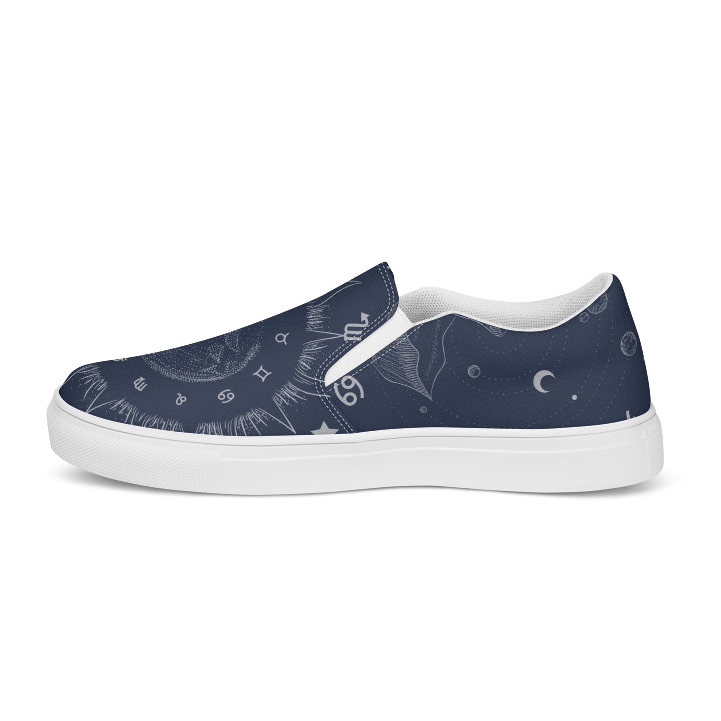 Navy Blue Moon Zodiac Women’s Slip-on Canvas Shoes