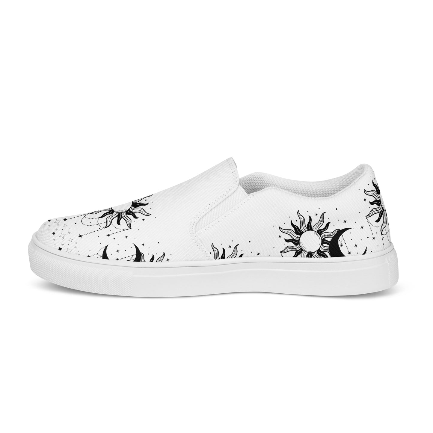 Black White Sun Moon Women’s Slip-on Canvas Shoes