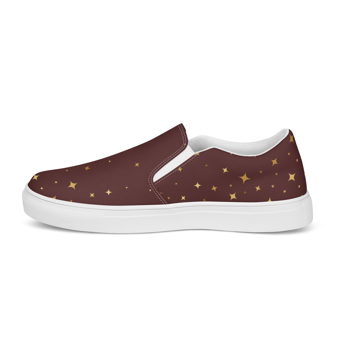 Burgundy Gold Star Women’s Slip-on Canvas Shoes