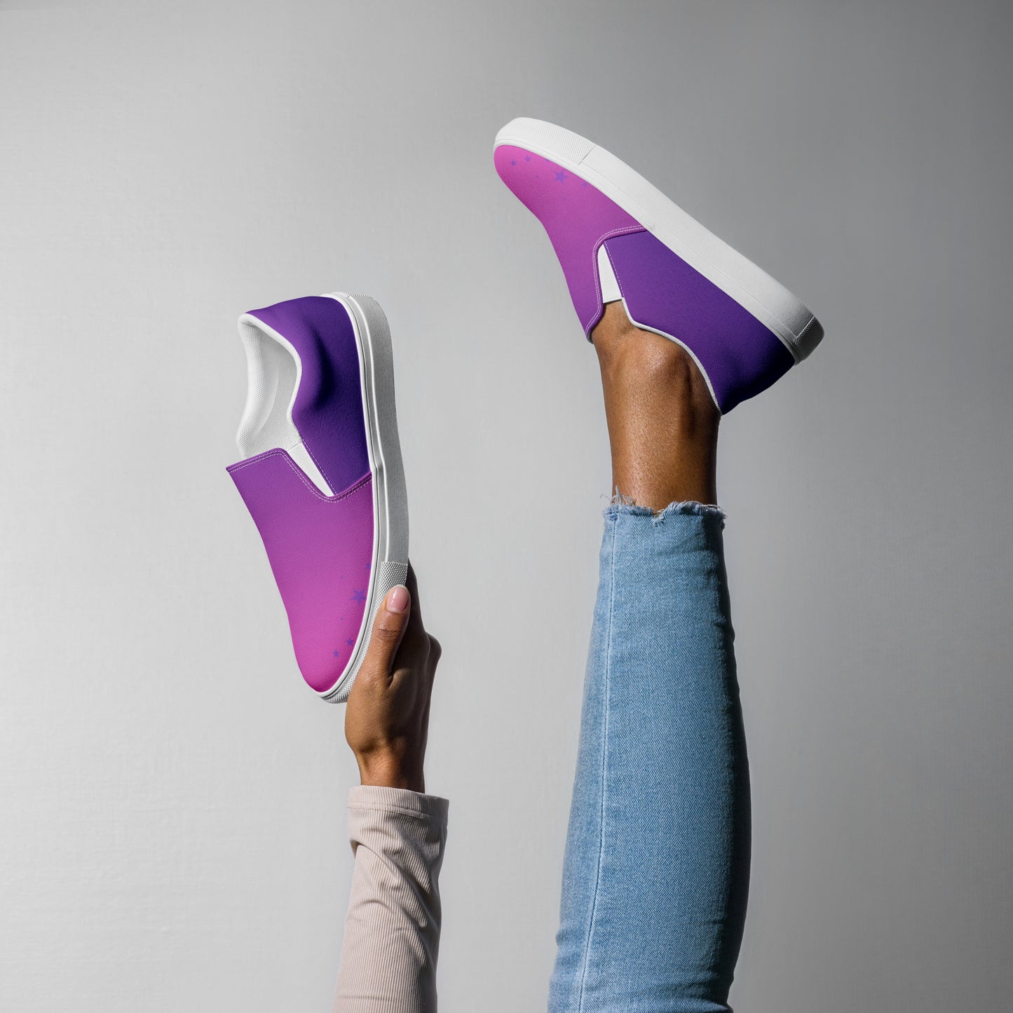 Purple Pink Gradient Star Women’s Slip-on Canvas Shoes