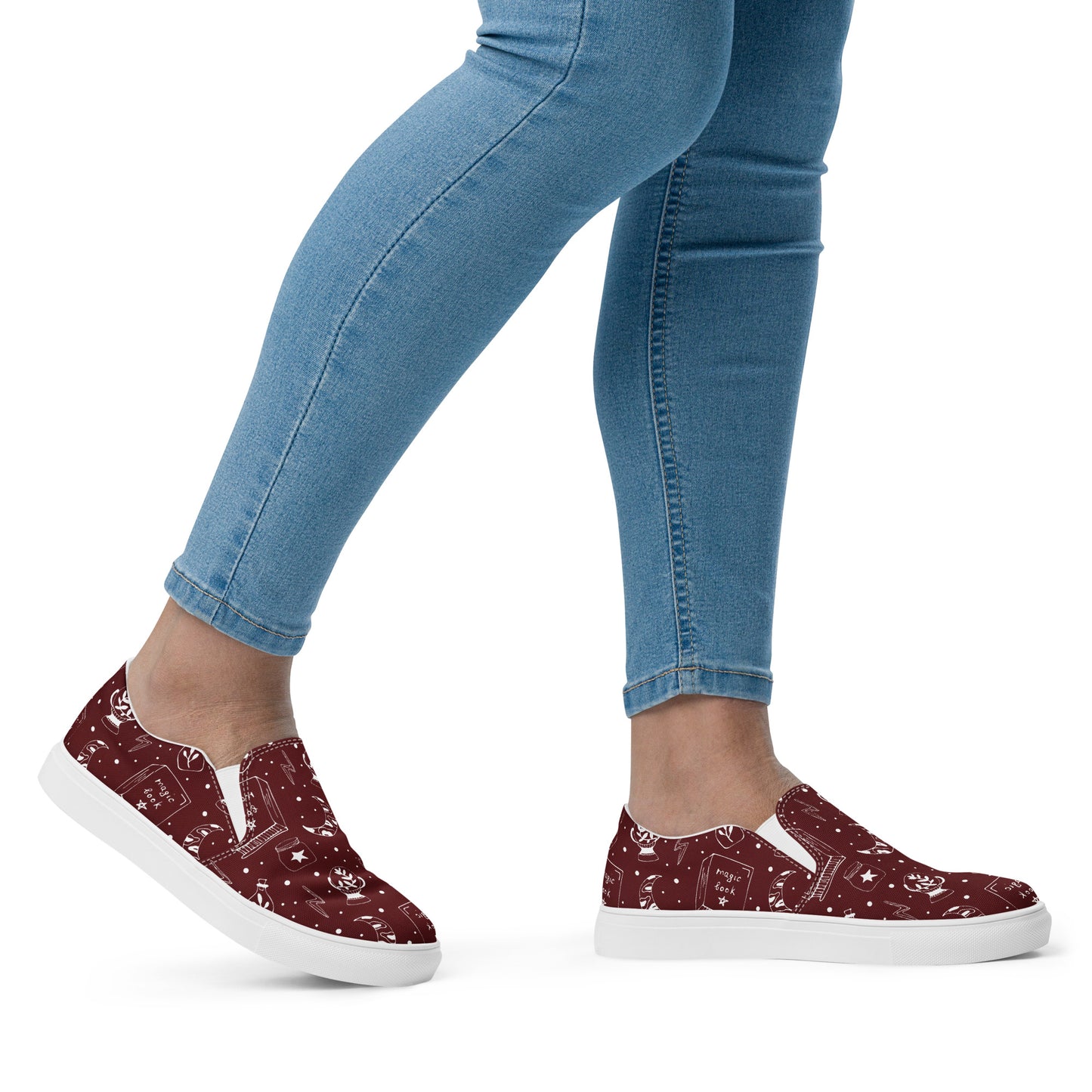 Magic Book Galaxy Red Women’s Slip-On Canvas Shoes