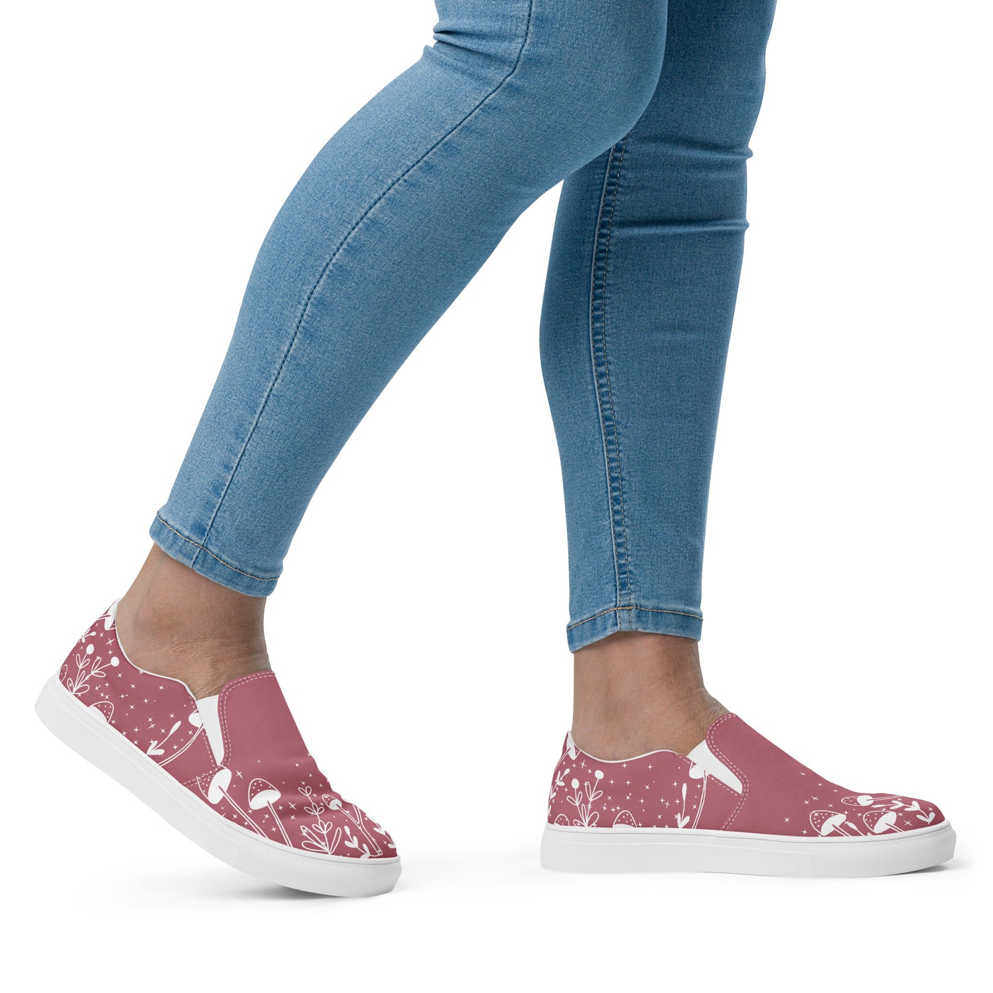 Fungi Star Petal Pink Women’s Slip-On Canvas Shoes