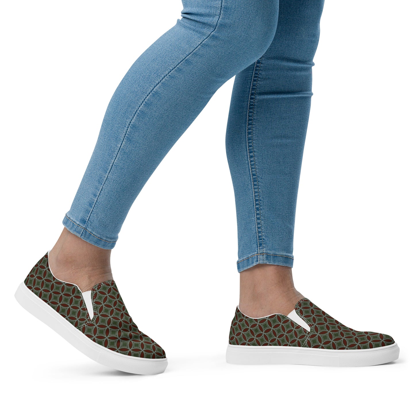 Flower of Life Tree Green Women’s Slip-On Canvas Shoes